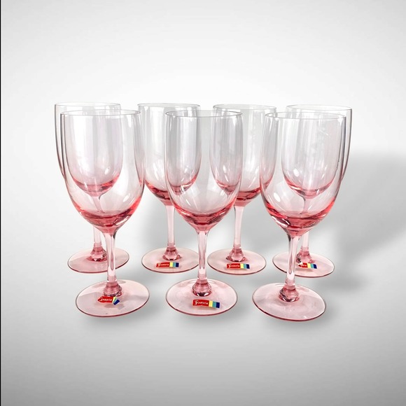 Fostoria Other - Fostoria Silhouette Pink Water Wine Goblets Stemmed  Set 7 Signed Vintage